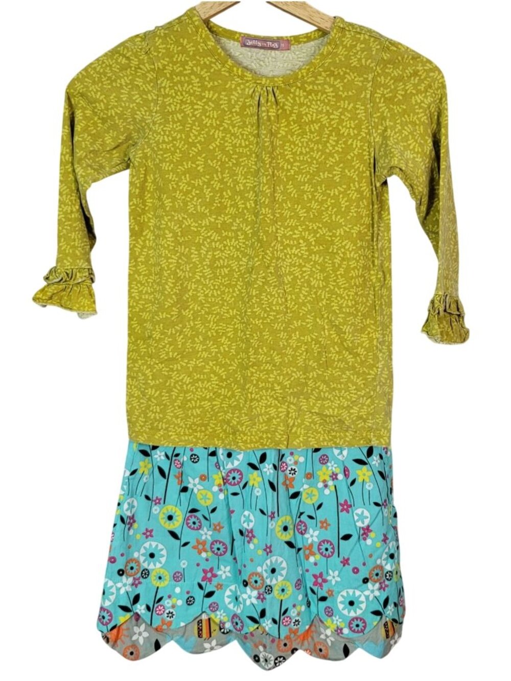Jelly the Pug Girls Skirt Set Size 10 Bees Lindsay Ruffle Top Floral Adj 2 PCS